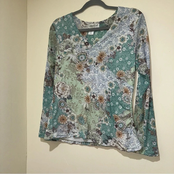 Women’s Vintage Coldwater Creek Y2K Paisley Print  with Glitter Details Top S: M - Picture 2 of 11